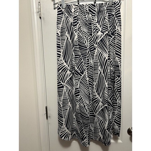 Ann Taylor Loft Maxi Skirt Women’s Medium Navy & White Foliage Pattern Tropical - Picture 1 of 12